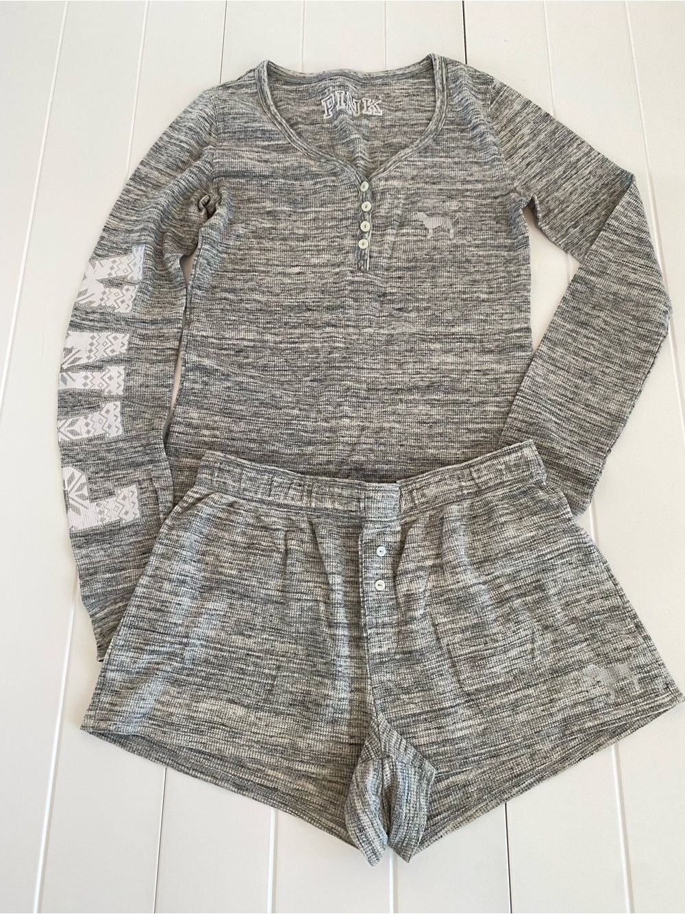 2pc PINK by Victoria's Secret grey pajama set